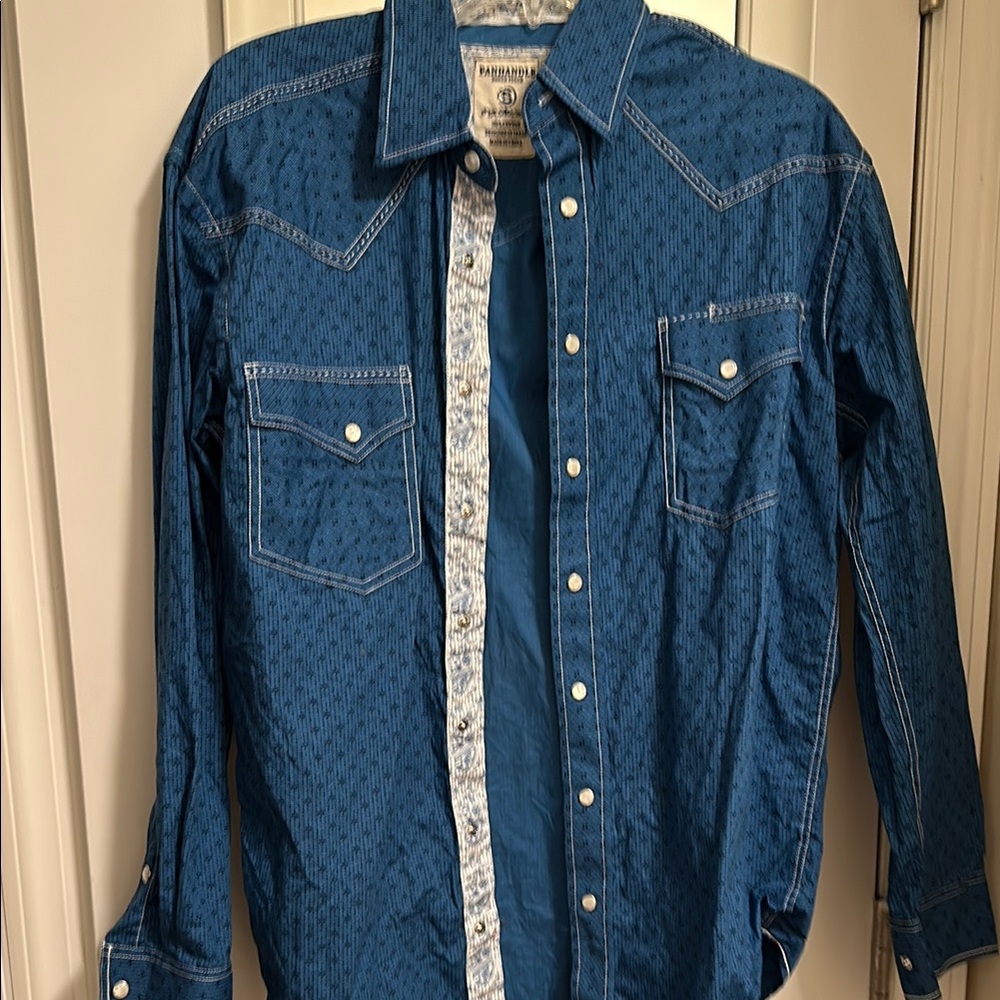 Panhandle Rough Stock  Navy Western Shirt EUC